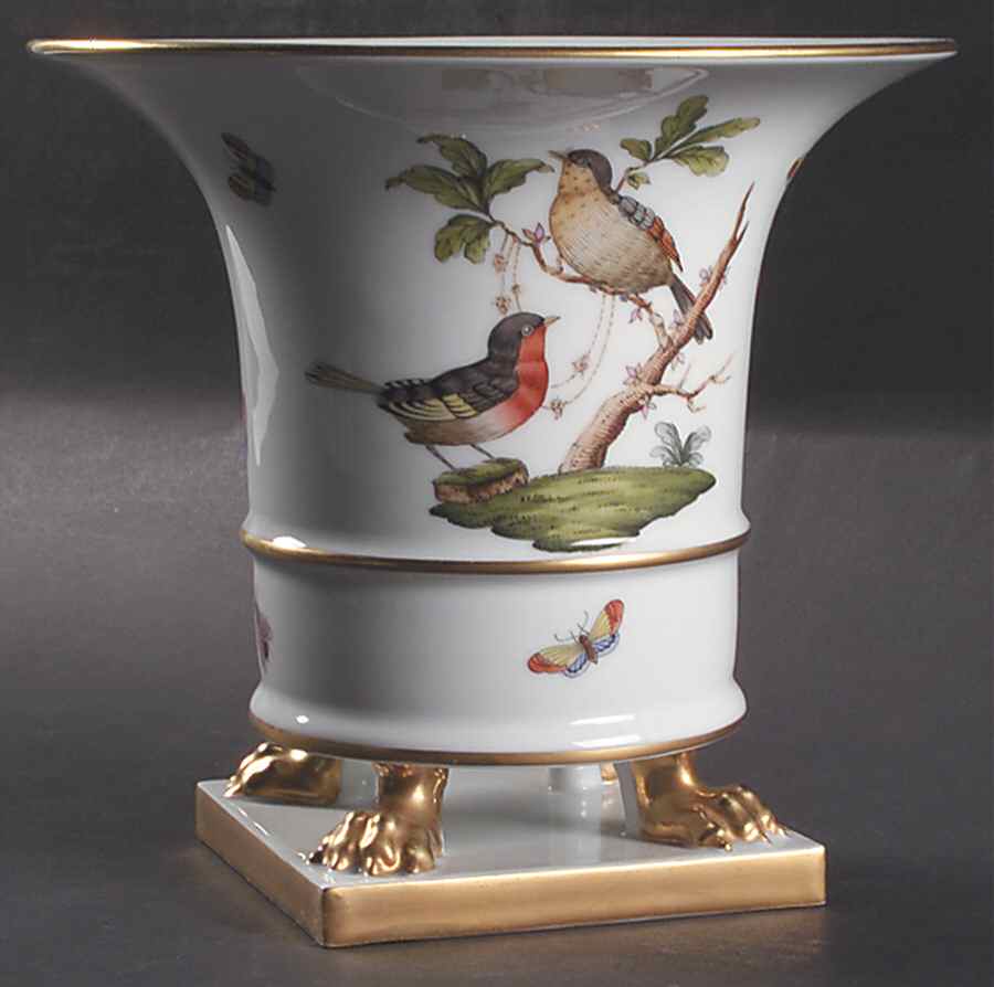 Rothschild Bird (RO) 7" Claw Footed Urn Vase by Herend-1