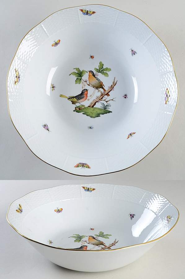 Rothschild Bird (RO) 12" Large Salad Serving Bowl by Herend-1