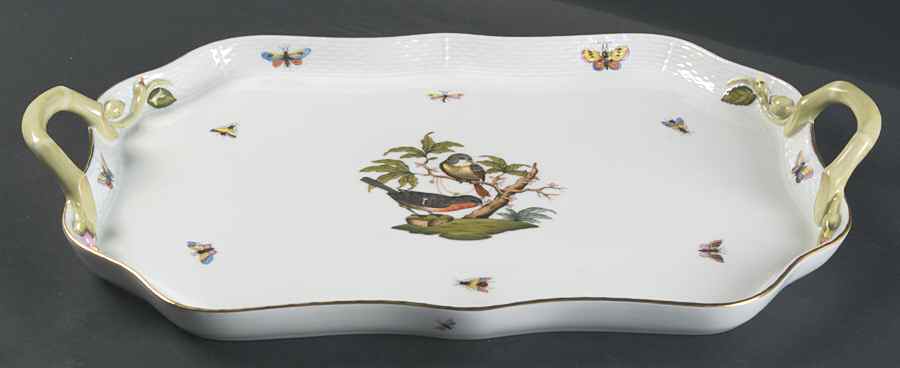 Rothschild Bird (RO) 18" Rectangular Handled Tray by Herend-1