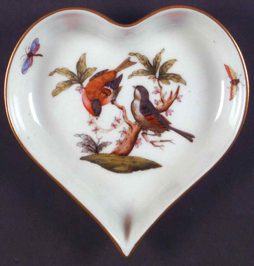 Rothschild Bird (RO) Hearts Shaped Tray by Herend-1