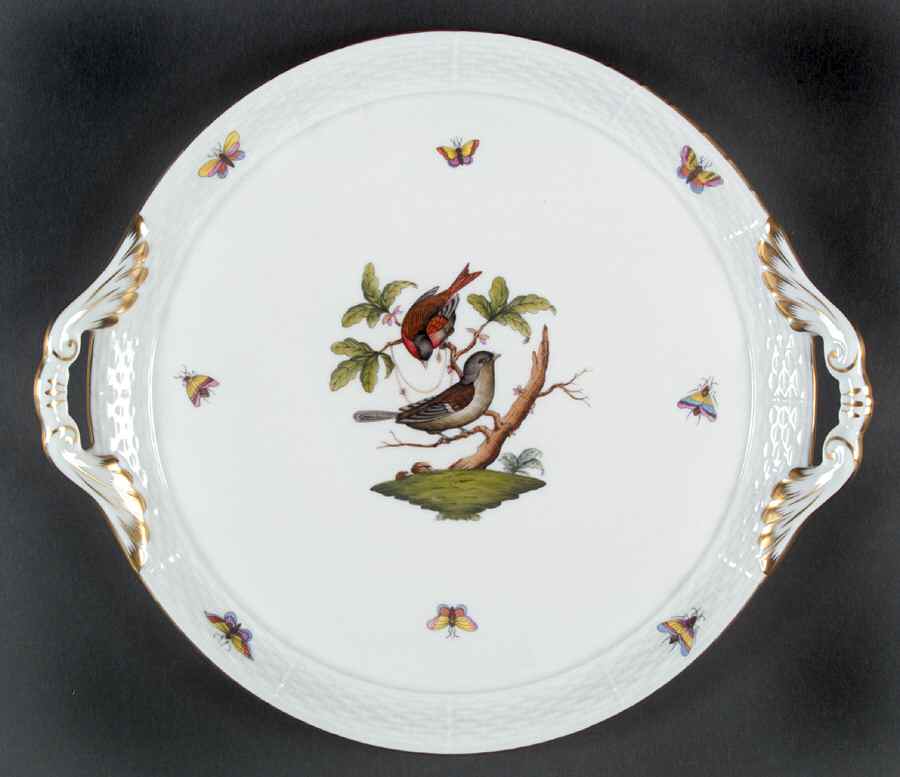 Rothschild Bird (RO) 11" Round Handled Tray by Herend-1
