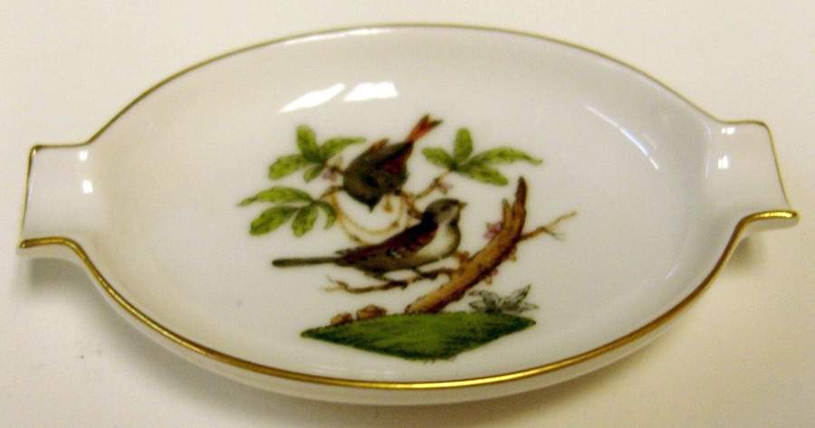 Rothschild Bird (RO) 3" Oval Ashtray with Lips by Herend-1