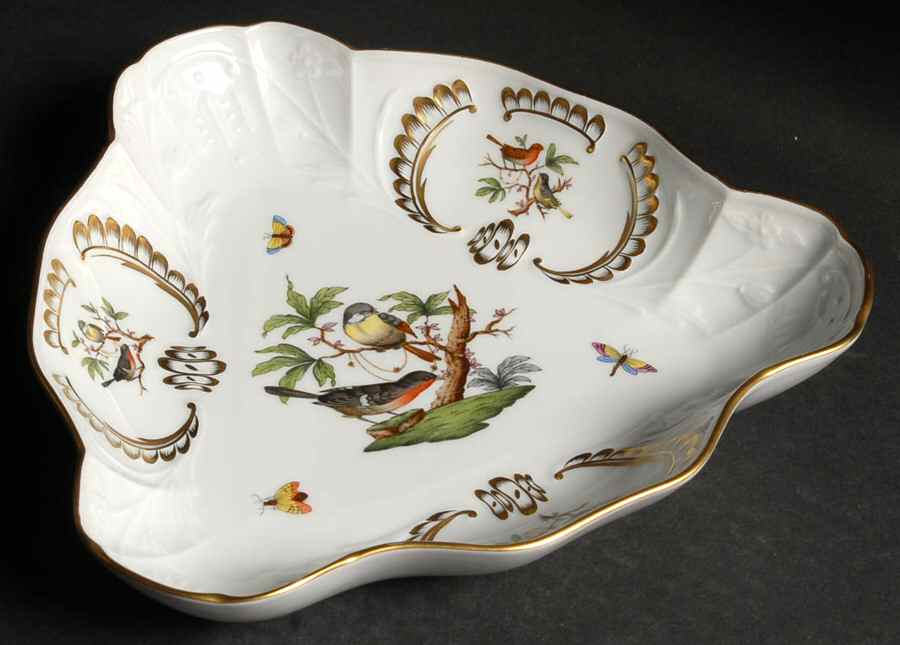 Rothschild Bird (RO) 9" Triangular Serving Bowl by Herend-1