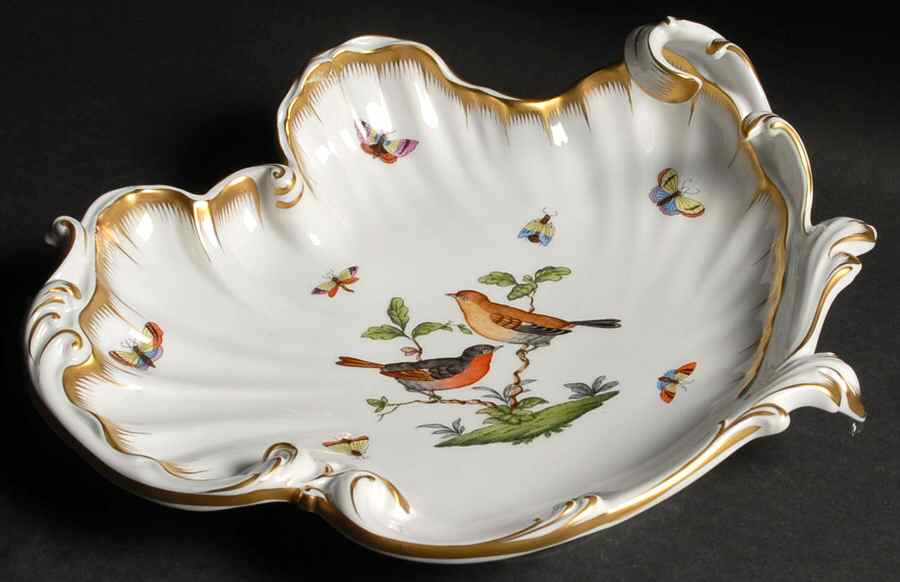 Rothschild Bird (RO) Rococo/Wave Dish by Herend-1