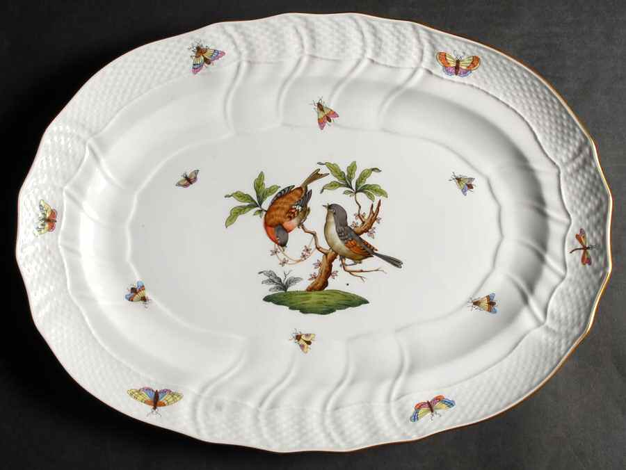 Rothschild Bird (RO) 15" Oval Serving Platter by Herend-1