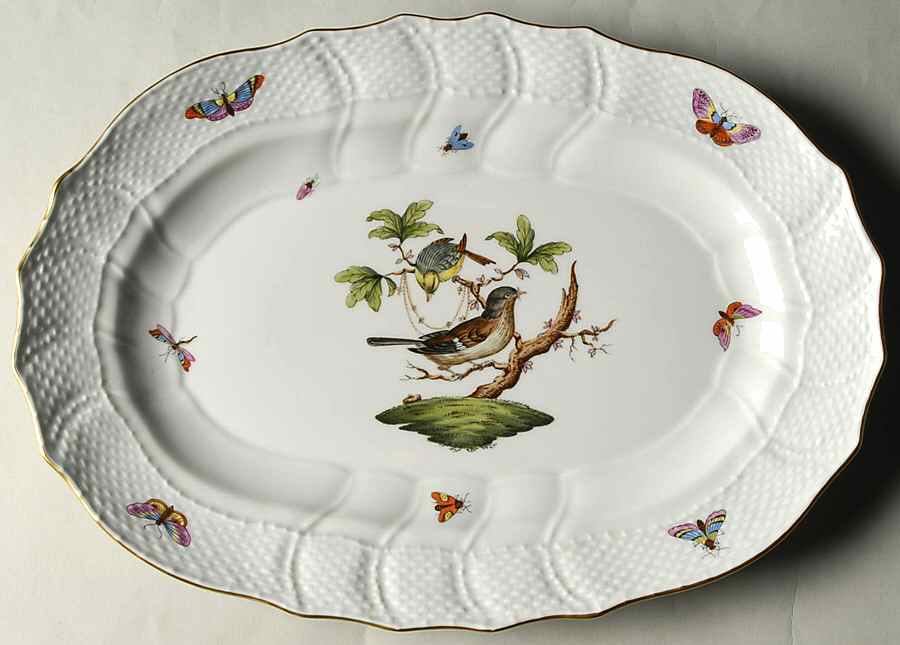 Rothschild Bird (RO) 13" Oval Serving Platter by Herend-1