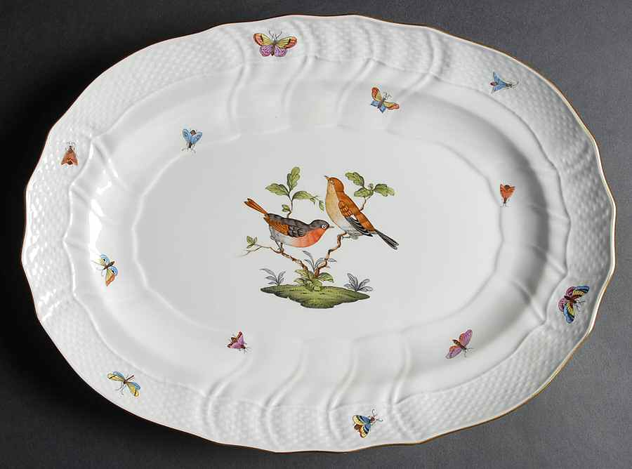 Rothschild Bird (RO) 15" Oval Serving Platter by Herend-1
