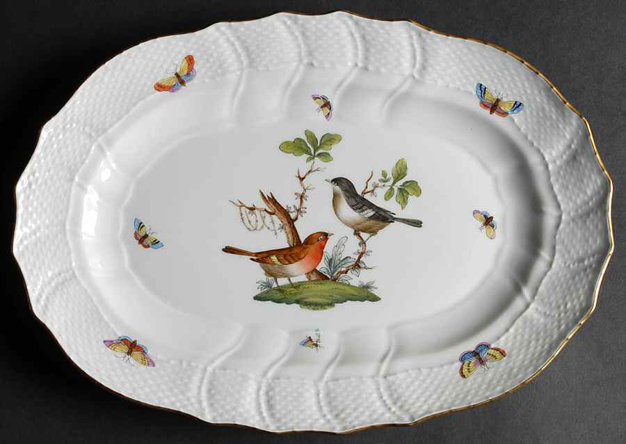Rothschild Bird (RO) 13" Oval Serving Platter by Herend-1