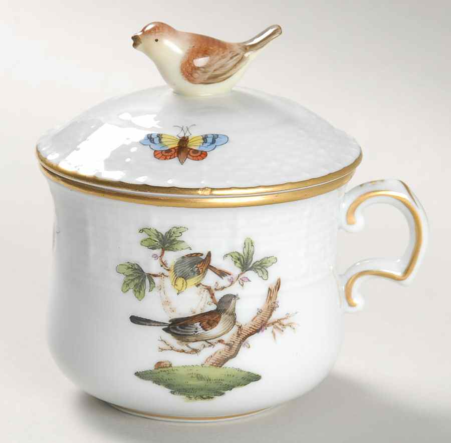 Rothschild Bird (RO) Pot de Creme (2 Pc)-Lid & Base by Herend-1