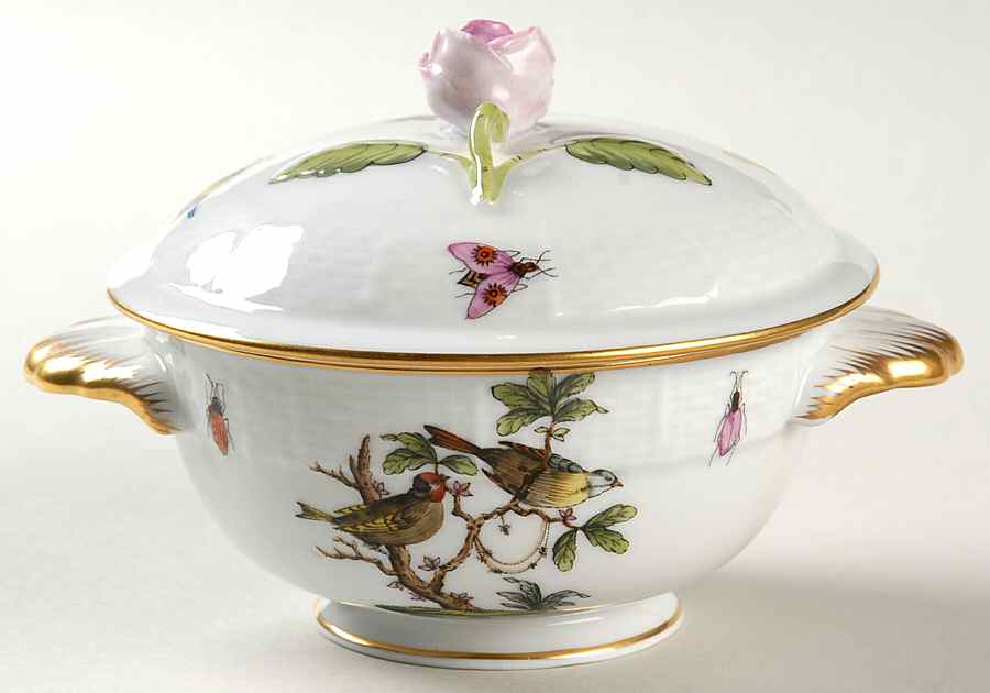 Rothschild Bird (RO) Cream Soup Bowl & Lid Set by Herend-1