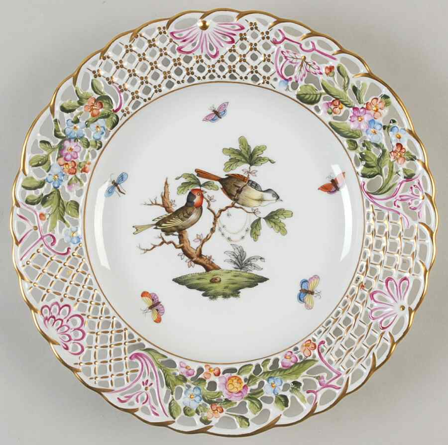 Rothschild Bird (RO) 9" Pierced Plate by Herend-1