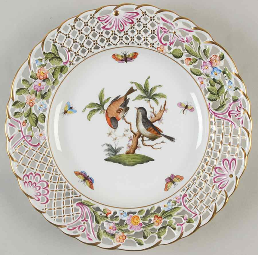 Rothschild Bird (RO) 9" Pierced Plate by Herend-1