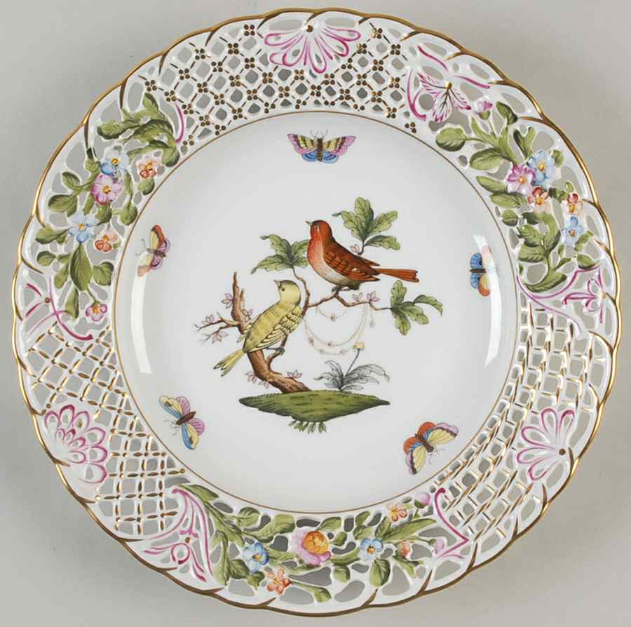 Rothschild Bird (RO) 9" Pierced Plate by Herend-1