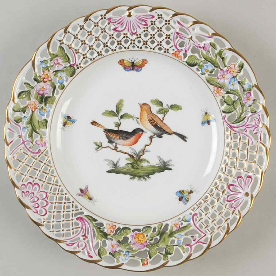 Rothschild Bird (RO) 9" Pierced Plate by Herend-1