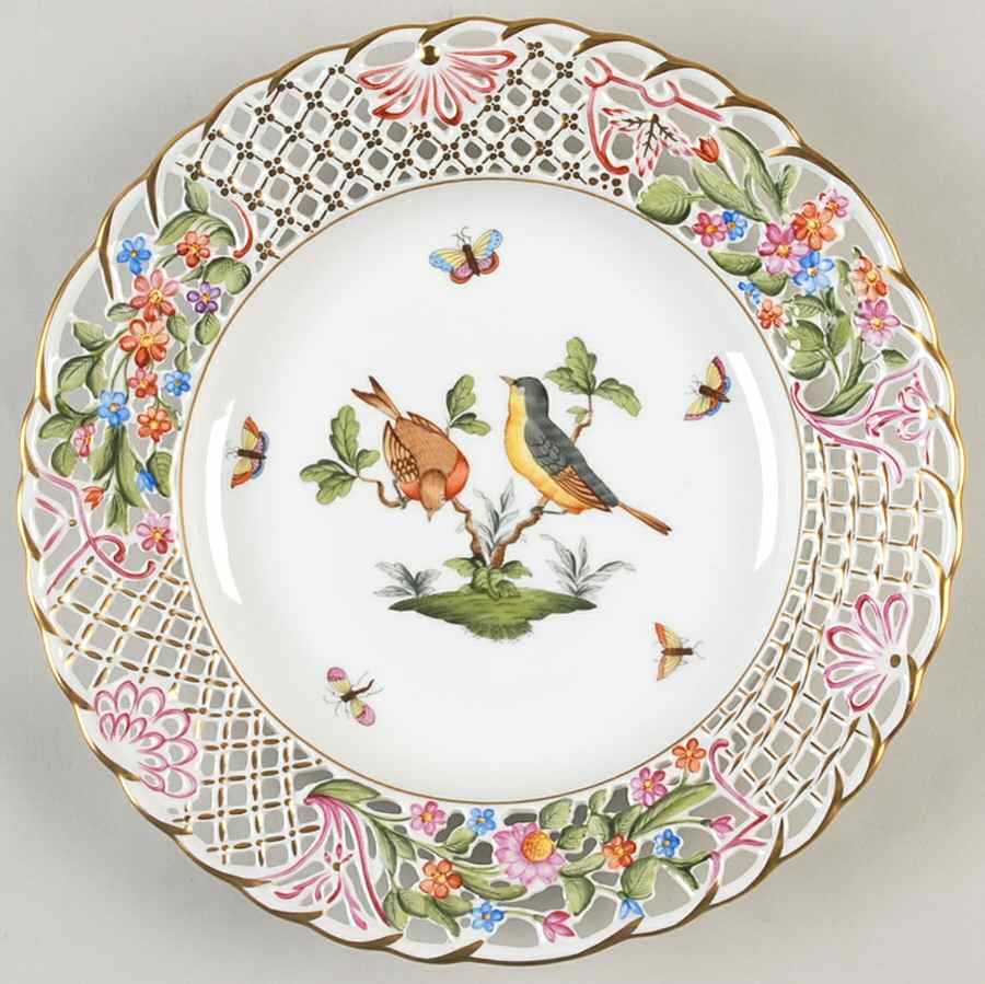Rothschild Bird (RO) 9" Pierced Plate by Herend-1