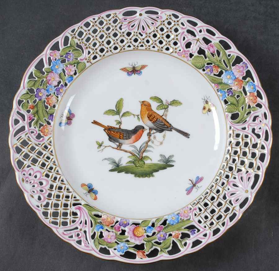 Rothschild Bird (RO) 9" Pierced Plate by Herend-1