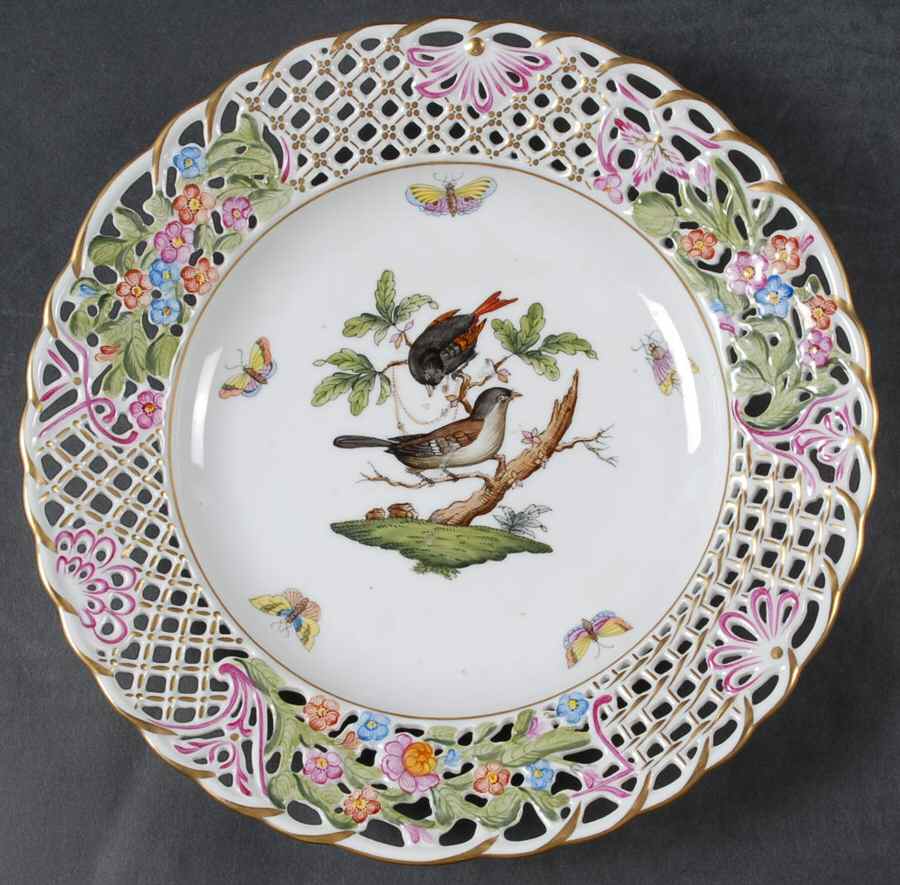 Rothschild Bird (RO) 9" Pierced Plate by Herend-1