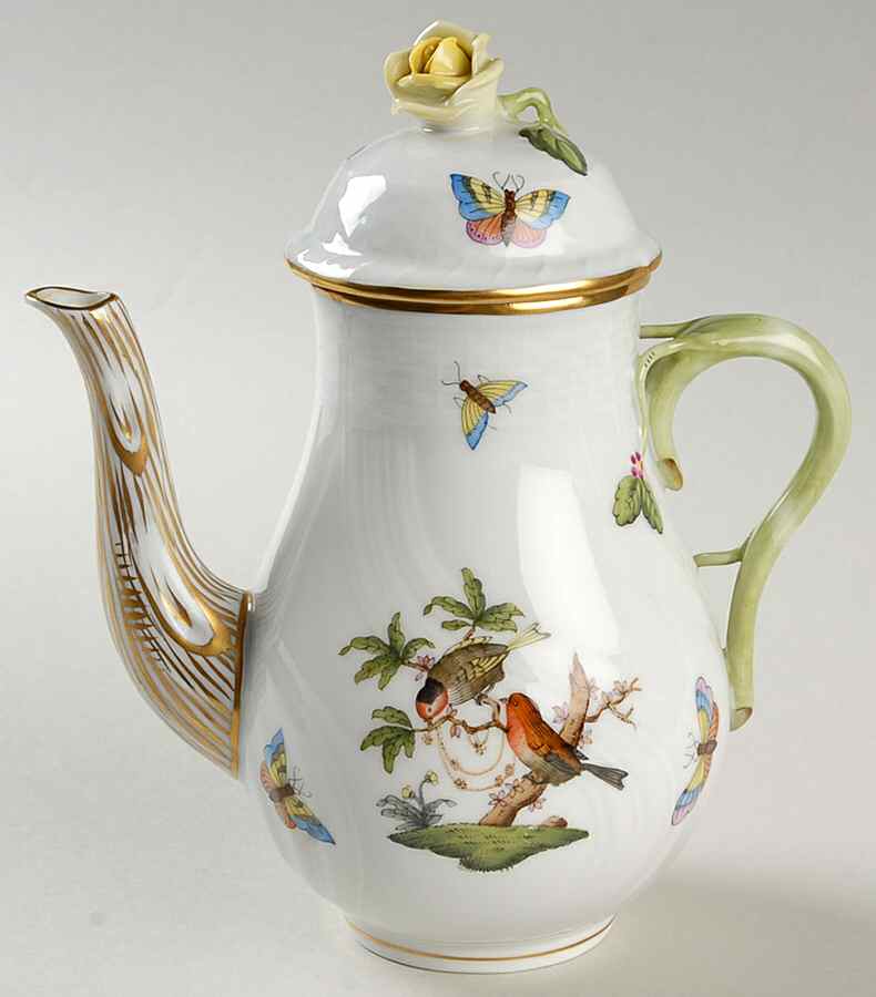Rothschild Bird (RO) Mini Coffee Pot & Lid by Herend-1