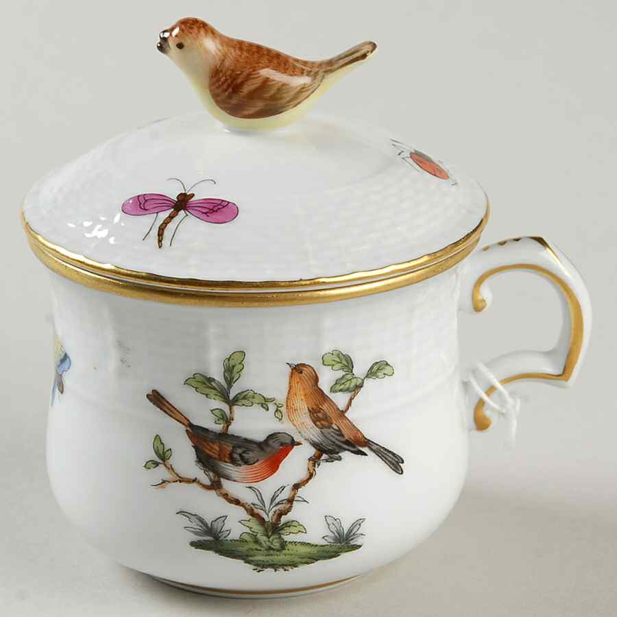 Rothschild Bird (RO) Pot de Creme (2 Pc)-Lid & Base by Herend-1