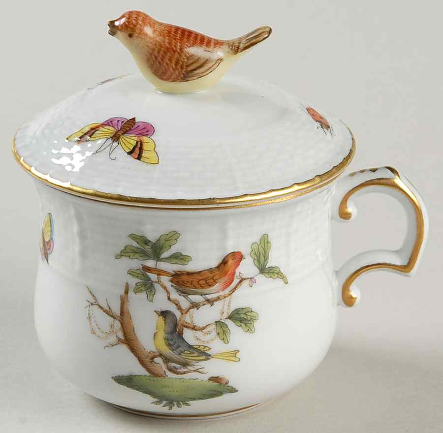 Rothschild Bird (RO) Pot de Creme (2 Pc)-Lid & Base by Herend-1