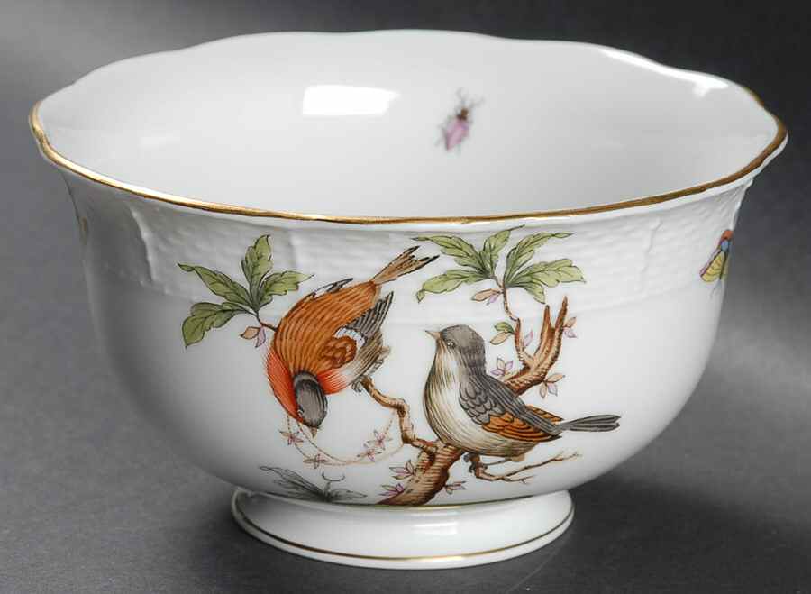 Rothschild Bird (RO) Cranberry Bowl by Herend-1
