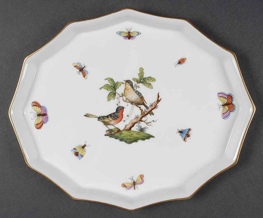 Rothschild Bird (RO) 9" Scalloped Tray by Herend-1