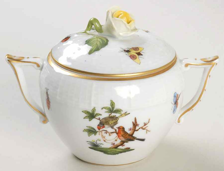 Rothschild Bird (RO) Sugar Bowl & Lid by Herend-1