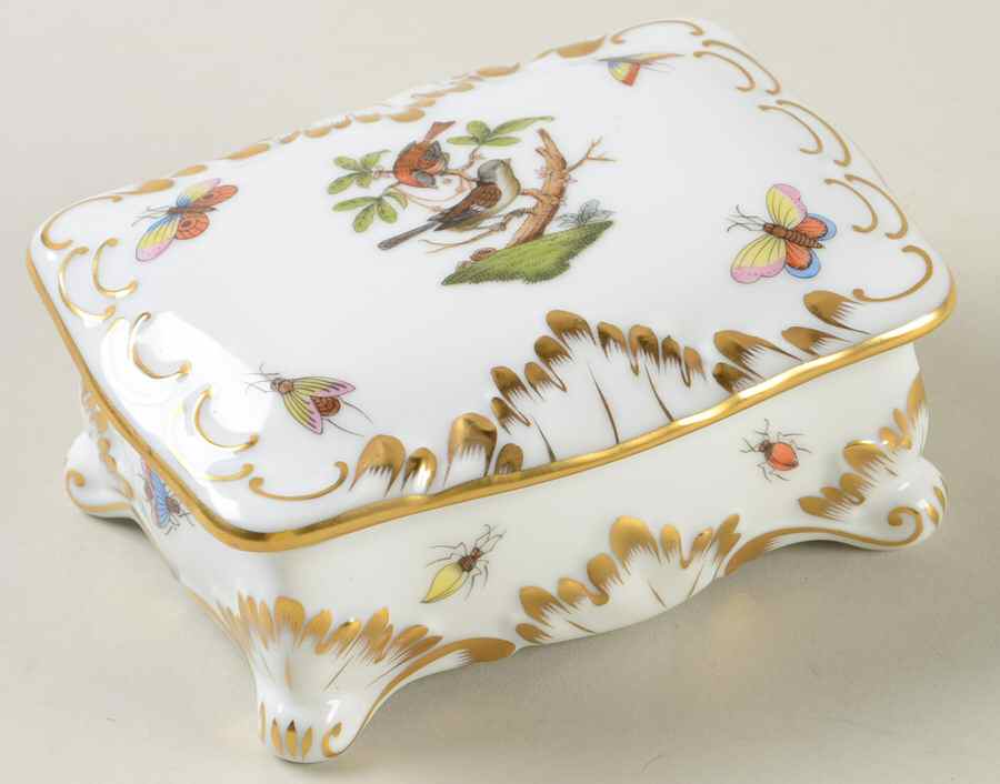 Rothschild Bird (RO) 4" Rectangular Box & Lid by Herend-1