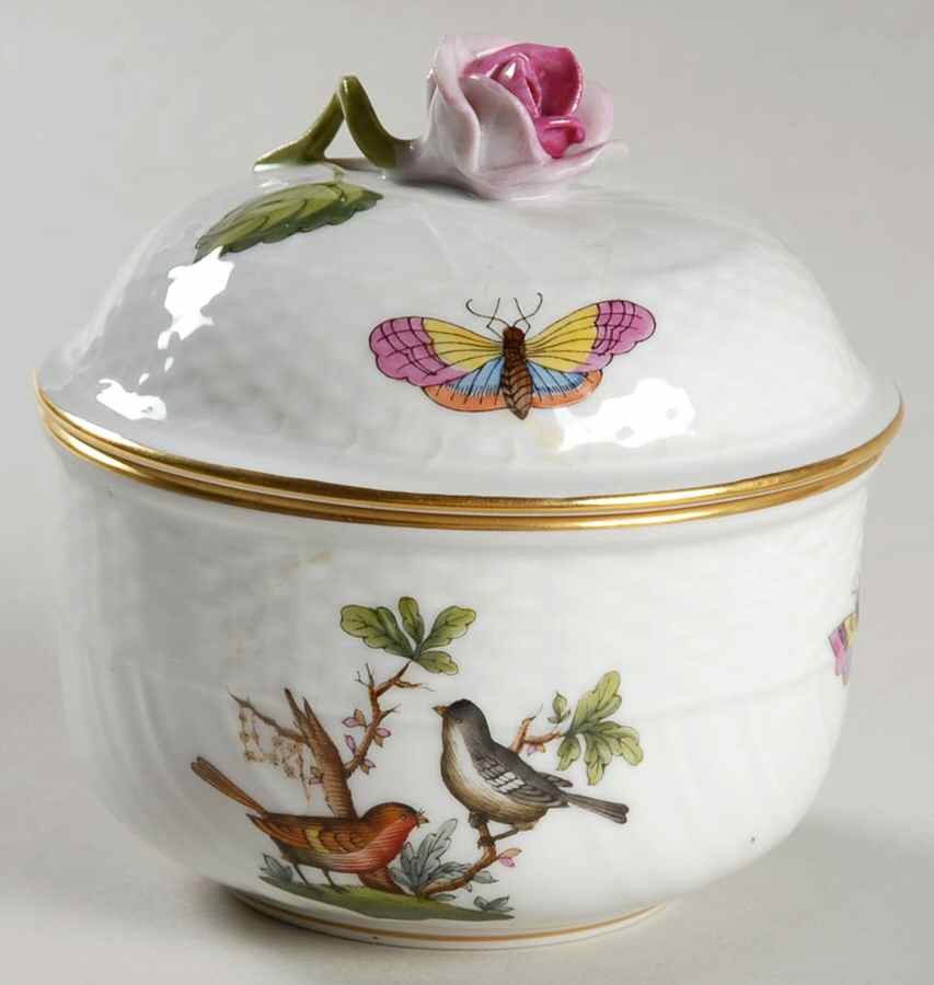 Rothschild Bird (RO) Mini Sugar Bowl & Lid by Herend-1
