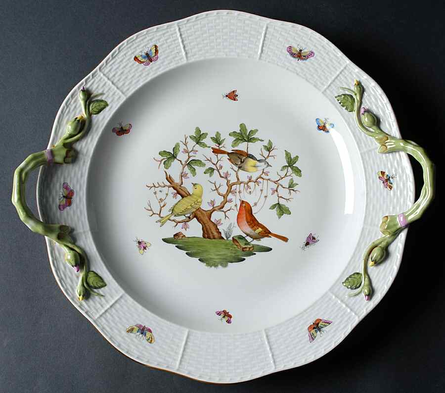 Rothschild Bird (RO) 14" Handled Chop Plate (Round Platter) by Herend-1