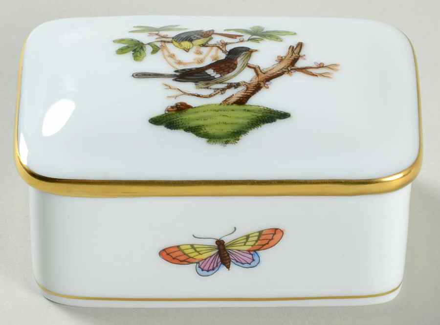 Rothschild Bird (RO) 3" Rectangular Box & Lid by Herend-1