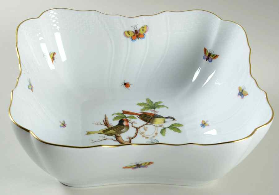 Rothschild Bird (RO) 10" Square Salad Serving Bowl by Herend-1