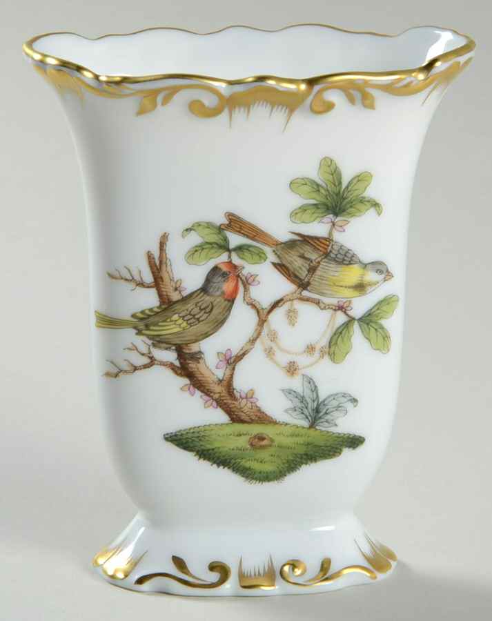 Rothschild Bird (RO) 3" Oval Vase by Herend-1