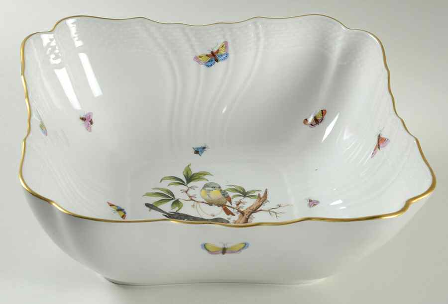 Rothschild Bird (RO) 10" Square Salad Serving Bowl by Herend-1