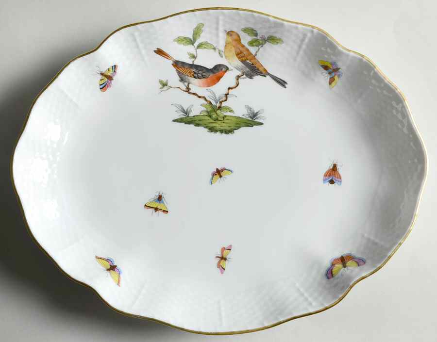 Rothschild Bird (RO) 10" Oval Dish by Herend-1