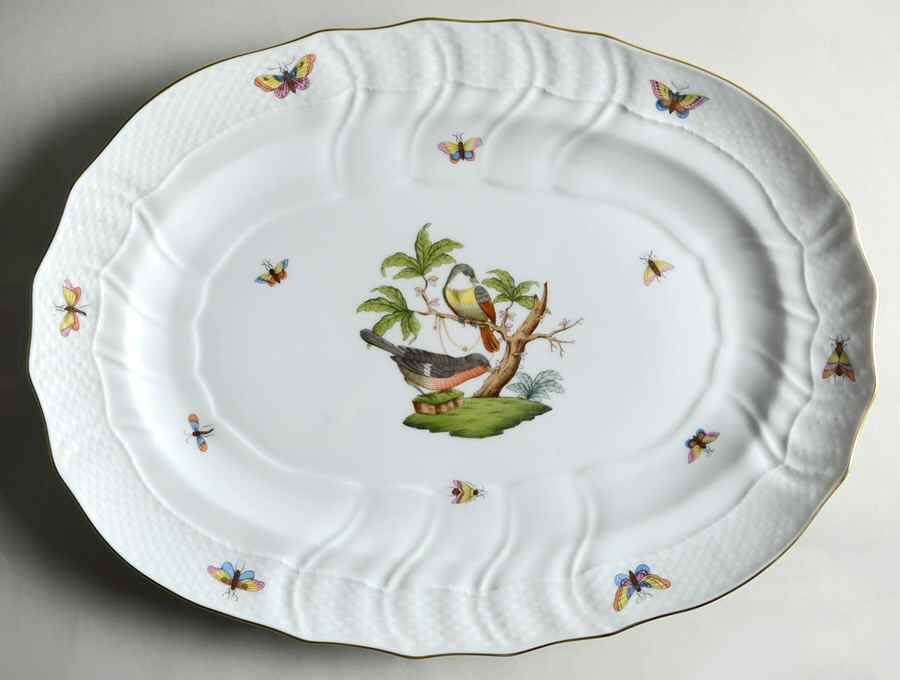 Rothschild Bird (RO) 15" Oval Serving Platter by Herend-1