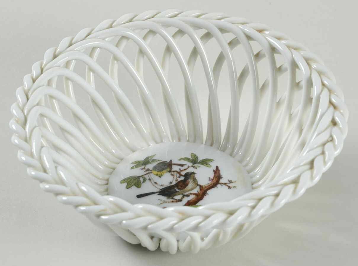 Rothschild Bird (RO) 4" Round Open Weave Basket by Herend-1