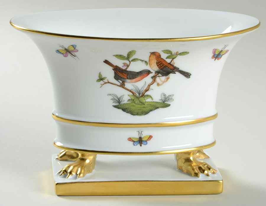 Rothschild Bird (RO) 4" Oval Clawfooted Urn by Herend-1