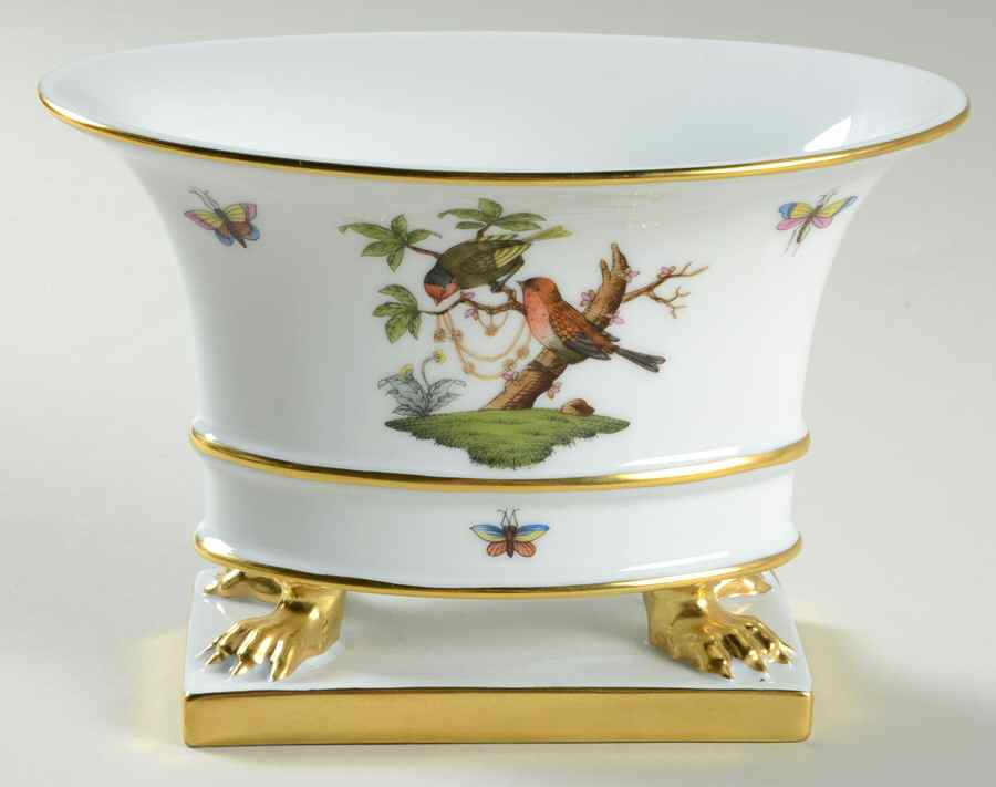 Rothschild Bird (RO) 4" Oval Clawfooted Urn by Herend-1
