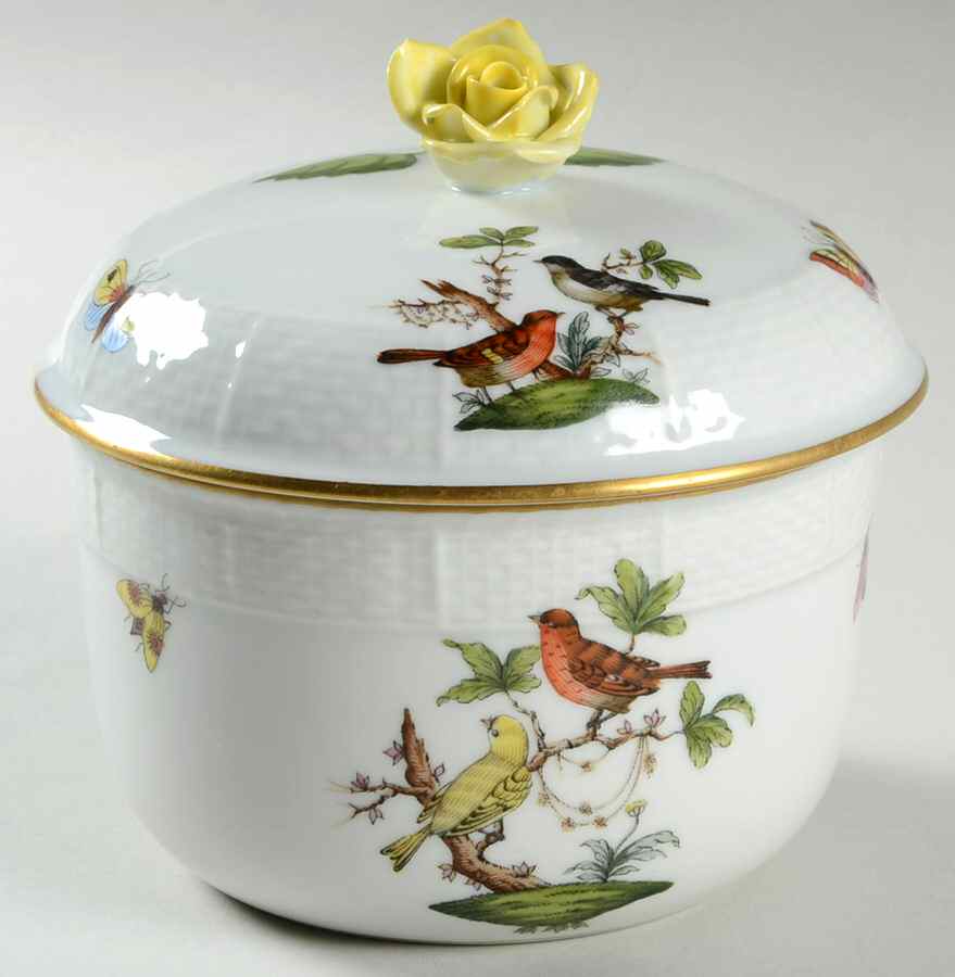 Rothschild Bird (RO) Sugar Bowl & Lid by Herend-1