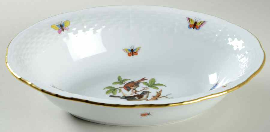 Rothschild Bird (RO) 10" Oval Vegetable Bowl by Herend-1