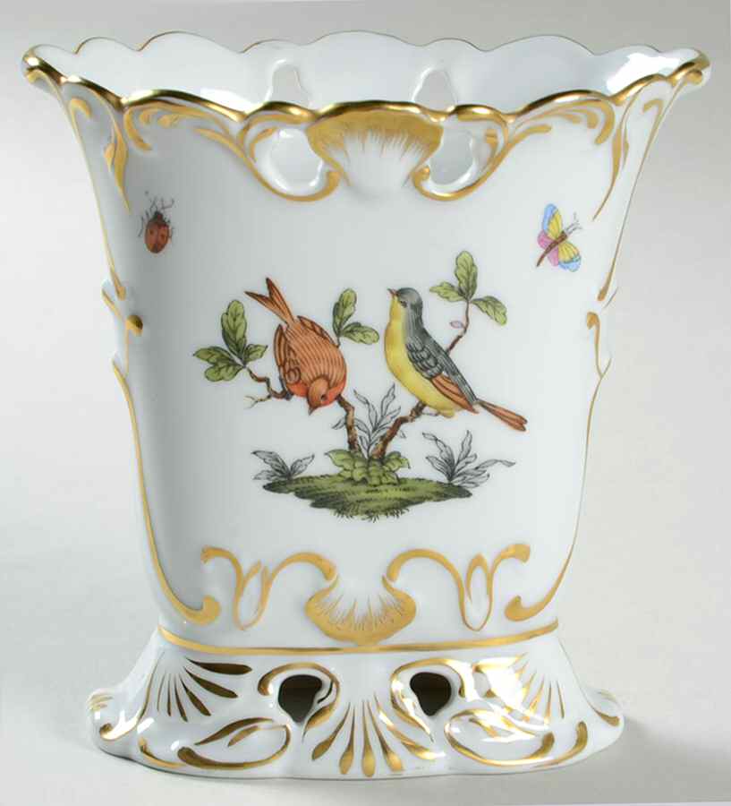 Rothschild Bird (RO) 4" Oval Vase by Herend-1