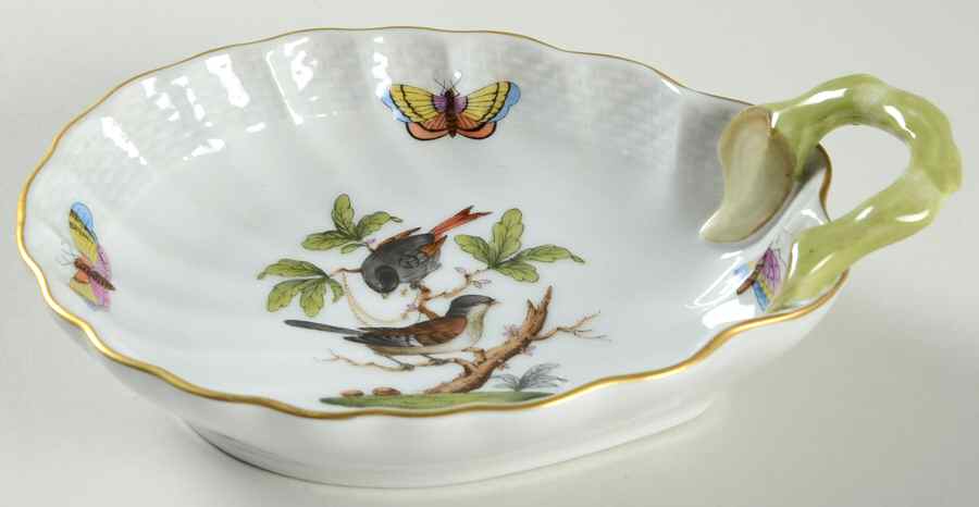 Rothschild Bird (RO) 6" Handled Shell Shaped Dish by Herend-1