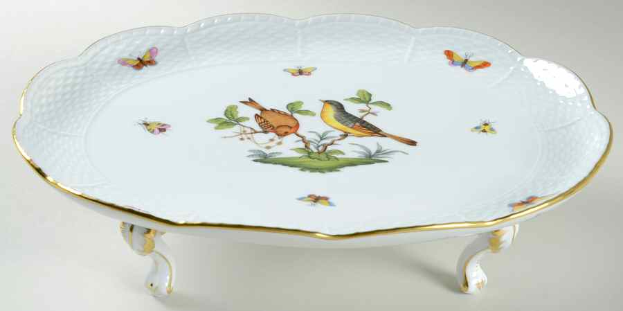 Rothschild Bird (RO) 12" Oval Four Toed Tray by Herend-1