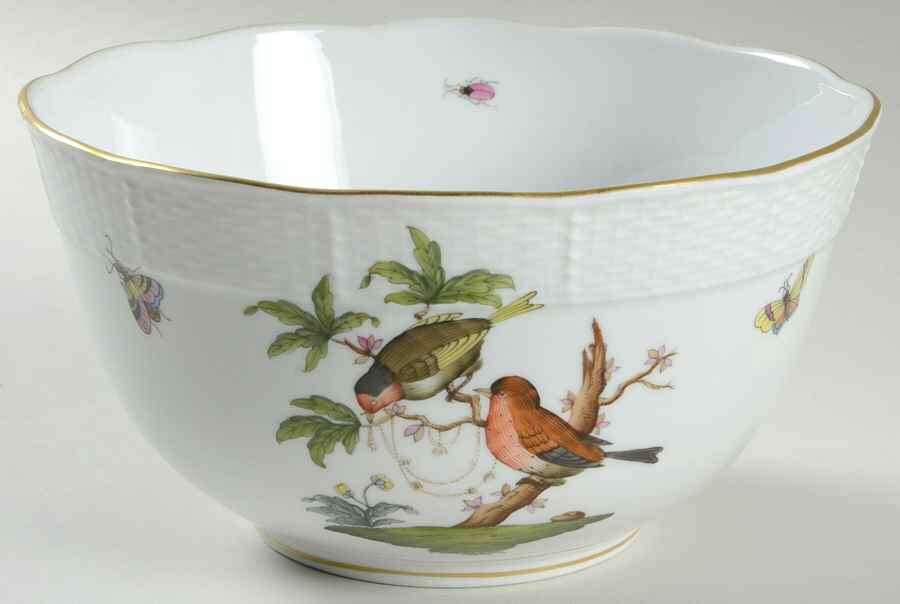 Rothschild Bird (RO) 7" Round Vegetable Bowl by Herend-1