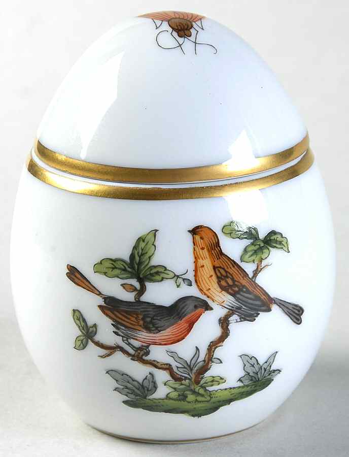 Rothschild Bird (RO) Standing Egg Shape Box & Lid by Herend-1