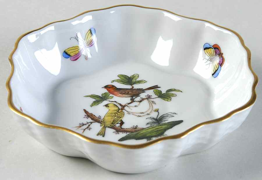 Rothschild Bird (RO) 4" Round Scalloped Dish by Herend-1