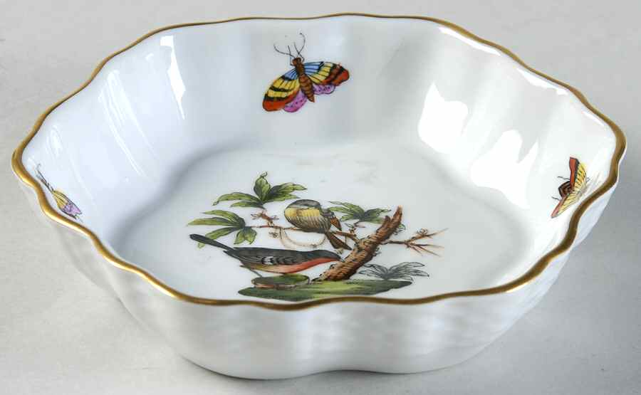 Rothschild Bird (RO) 4" Round Scalloped Dish by Herend-1