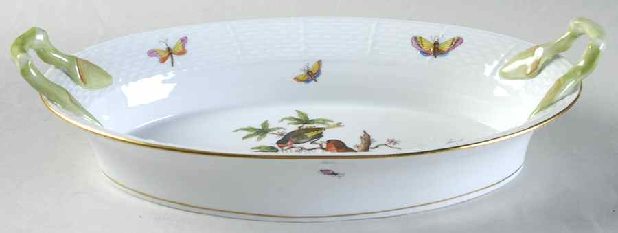 Rothschild Bird (RO) Oval Handled Bread Dish by Herend-1