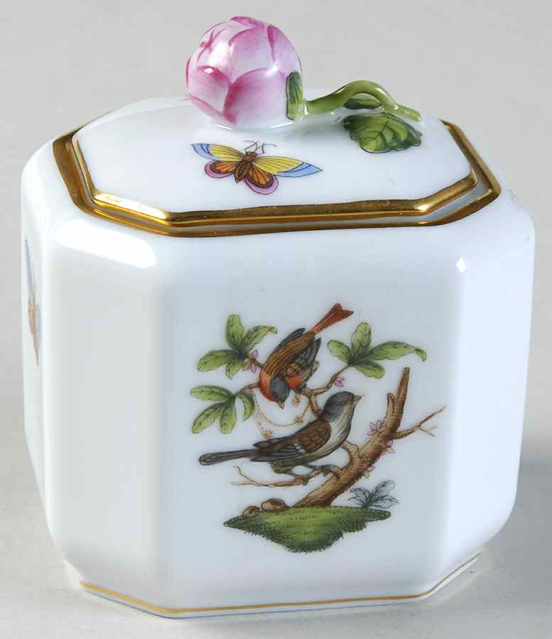Rothschild Bird (RO) Mini Sugar Bowl & Lid by Herend-1